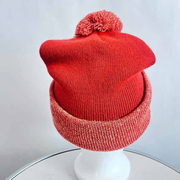 CARHARTT WOMENS LOOKOUT HAT BEANIE POM POM TWO TONE ORANGE ONE SIZE - Picture 4 of 9